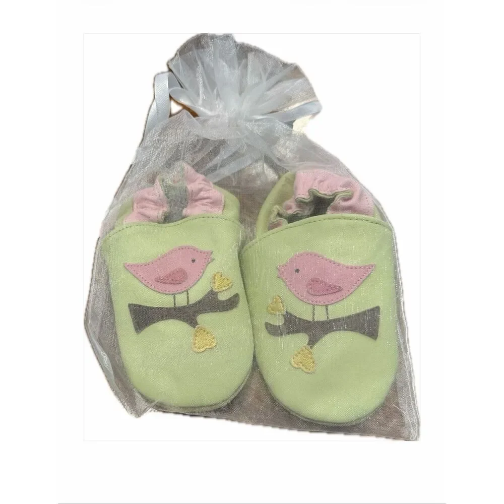 Elk Kids Soft Baby Shoes Green Bird Booties Baby Size 12 Months NEW TAGS